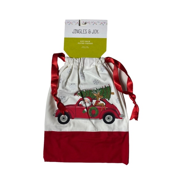 NWT Jingles & Joy Christmas Holiday Fabric Drawstring Gift Sack - Picture 4 of 6